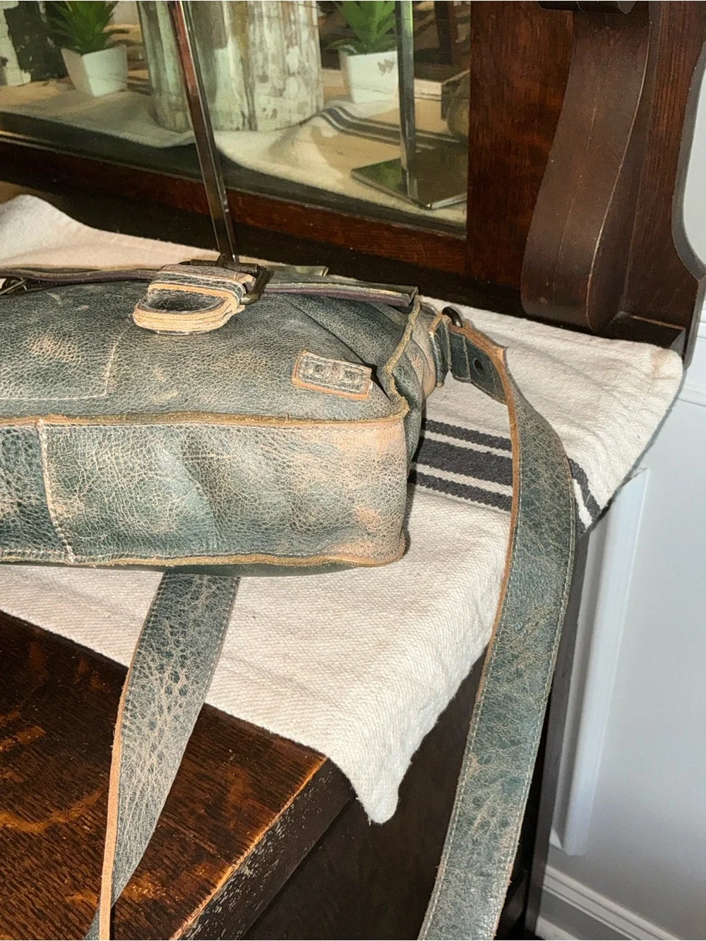 Bed Stu Leather Venice Beach Crossbody Bag Dark Teal Lux Retail $240